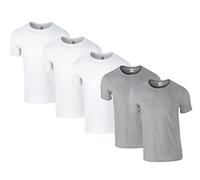 Gildan Herren 64000 T-Shirt, 3X Weiss, 2X Sportgrey & 1 HLKauf Block, XL (5er Pack)