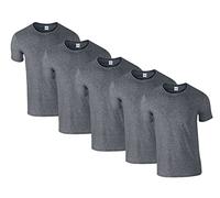 Gildan Herren 64000 T-Shirt, 5X Dark Heather & 1 HLKauf Block, L (5er Pack)