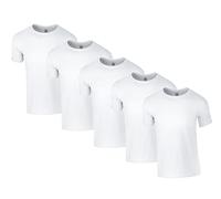 Gildan Herren 64000 T-Shirt, 5X Weiss & 1 HLKauf Block, L (5er Pack)