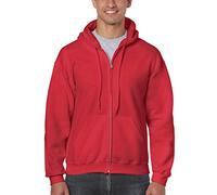 GILDAN Herren Kapuzenpullover Adult 50/50. Full Zip Hooded Sweat/18600, Einfarbig, Gr. Large, Rot (Red 40)