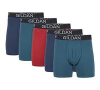 Gildan Herren Cotton Stretch Regular Leg Boxer Brief Retroshorts, Blue Cove/Hawaiian Blue/Heather Red Mark (5er-pack), L EU