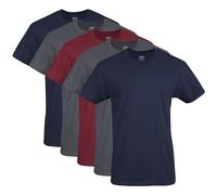 Gildan Herren Crew T-Shirts, Multipack, Style G1100 Unterwäsche, Marineblau/Anthrazit/Kardinalrot (5er-Pack), Mittel