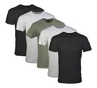 Gildan Herren Crew T-Shirts Multipack Style G1100 Unterwäsche, Schwarz/Sportgrau/Militärgrün (5er-Pack), L