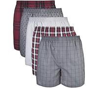 Gildan Herren Gewebte Boxershorts, Multipack Unterw sche, Rot Grau (5er-pack), L EU