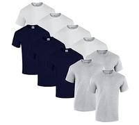Gildan Herren Heavy Cotton Adult T-Shirt T Shirt, 4X Weiss, 3X Navy, 3X Sportgrey + 1 HL-Kauf Block, L