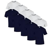 Gildan Herren Heavy Cotton Adult T-Shirt T Shirt, 5X Weiss, 5X Navy + 1 HL-Kauf Block, M