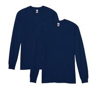 Gildan Herren Heavy Cotton Long Sleeve T-Shirt, 2-Pack Hemd, Navy, S (2er Pack)