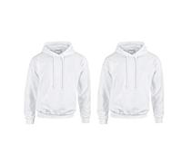 Gildan Herren Kapuzenpullover Adult 50/50. Hooded Sweat/18500, Einfarbig (XL, 2er Weiss + 1x HL Kauf Notizblock)