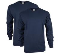 Gildan Herren Ultra Cotton Langarm Style G2400, Multipack T-Shirt, Marineblau, 2 Stück, Groß (2er Pack)