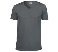 GILDAN Herren Soft Style V-Neck T-Shirt, Grau (Anthrazit), M