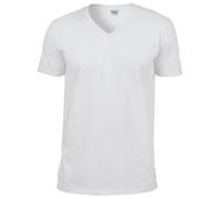 GILDAN Herren Soft Style V-Neck T-Shirt, weiß, L
