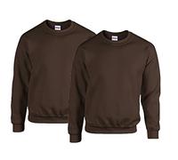 Gildan Herren Sweatshirt aus Fleece mit Rundhalsausschnitt, Stil G18000/2x Dark Chocolate + 1x HL Kauf Notizblock, XXL