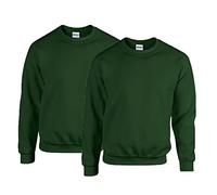 Gildan Herren Sweatshirt aus Fleece mit Rundhalsausschnitt, Stil G18000/2x Forest Green + 1x HL Kauf Notizblock, M