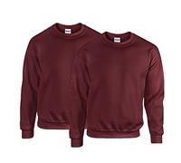 Gildan Herren Sweatshirt aus Fleece mit Rundhalsausschnitt, Stil G18000/2x Maroon + 1x HL Kauf Notizblock, L