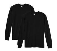 Gildan Herren T-Shirt Heavy Cotton Long Sleeve Style G5400, 2er-Pack Hemd, schwarz, Klein