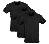 Gildan Herren Cotton Stretch T-Shirts, Multipack Unterwäsche, Black Soot (V-Ausschnitt, 3er-Pack), XL