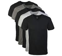 Gildan Herren T-Shirts mit V-Ausschnitt, Multipack, Stil G1103 Unterhemd, Schwarz/Sport Grey/Charcoal (5er-Pack), Mittel