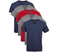 Gildan Herren V-Neck T-Shirts, Multipack, Style G1103 Unterwäsche, Marineblau/Anthrazit/Kardinalrot (5er-Pack), Klein
