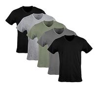 Gildan Herren V-Neck T-Shirts, Multipack, Style G1103 Unterwäsche, Schwarz/Sportgrau/Anthrazit/Militärgrün (5er-Pack), XL