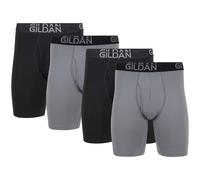 Gildan Herren-Unterw?sche, Baumwoll-Stretch-Boxershorts, Multipack, Grauer Flanell/Schwarzer Ru? (4er-Pack), Medium
