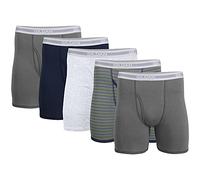 Gildan Herren Unterwäsche, Boxershorts, Multipack Retroshorts, Anthrazit/Marineblau/Sportgrau/Militärstreifen/Anthrazit (5er-Pack, Klassische Länge), X-Large