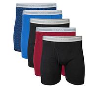 Gildan Herren Underwear Boxer Briefs, Multipack Retroshorts, Schwarz/Granat/Königsblau/Diamant (5er-Pack, Klassische Länge), Small