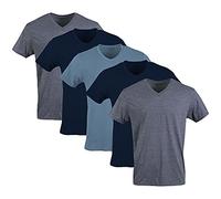 Gildan Herren T-Shirts mit V-Ausschnitt, Multipack, Stil G1103 Unterwäsche, Marineblau/Heather Navy/Indigo Blue (5er-Pack), Mittel