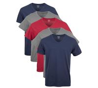 Gildan Herren V-Neck T-Shirts, Multipack, Style G1103 Unterwäsche, Marineblau/Anthrazit/Kardinalrot (5er-Pack), Klein