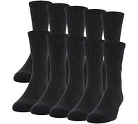 Gildan Men's Cotton Crew Socks, 10 Pair, Black, Shoe Size 6-12 US