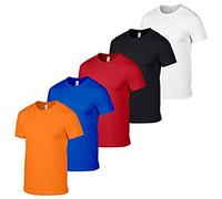 Gildan Mens Softstyle T-shirt 5-Pack, Black/Orange/Red/Royal/White, L