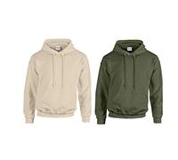 Gildan Schwerer Stoff Kapuzenpulli (L, 2er Military/Sand)