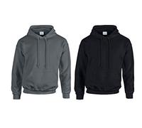 Gildan Schwerer Stoff Kapuzenpulli (L, 2er Schwarz/Anthrazit)