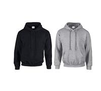 Gildan Schwerer Stoff Kapuzenpulli (M, 2er Schwarz/Sportgrey)