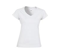Gildan Damen T-Shirt G64V00L Softstyle® V-Ausschnitt Weiß Größe L