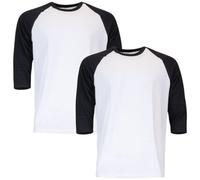 Gildan Unisex-Erwachsene Heavy Cotton 3/4 Raglan, Style G5700, 2-Pack T-Shirt, Weiß/Schwarz, XXL (2er Pack)