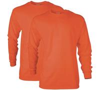 Gildan Uni-Erwachsene Ultra Cotton Long Sleeve, Style G2400, Multipack T-Shirt, Orange (2er-Pack), XL