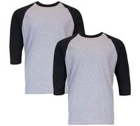 Gildan Unisex-Erwachsene Heavy Cotton 3/4 Raglan, Style G5700, 2-Pack T-Shirt, Sport Grau/Schwarz, XL (2er Pack)