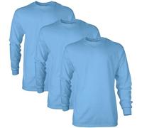 Gildan Uni-Erwachsene Ultra Cotton Long Sleeve Tee Style G2400 Multipack T-Shirt, Carolina Blue (3er-Pack), S