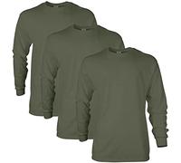 Gildan Unisex-Erwachsene Ultra Cotton Long Sleeve, Style G2400, Multipack T-Shirt, Militärgrün (3er-Pack), L