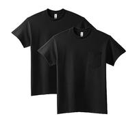 Gildan Unisex-Erwachsene Ultra Cotton T-Shirt mit Tasche, Style G2300, 2er-Pack Hemd, Schwarz, XL