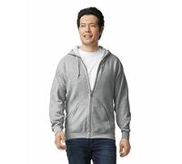 Gildan Unisex Kapuzensweatshirt aus Fleece mit Reißverschluss, Stil G18600 T-Shirt, Grau - Sport Grey, M