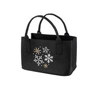 GILDE 1 Filz Tasche Einkaufstasche, schwarz mit Schneeflocken, 40x26x25cm, Weihnachten Advent Geschenk Winter