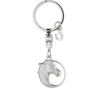 GILDE 1 Stück Schlüsselanhänger Pferd Pferdekopf mit kleinemm Hufeisen, aus Metall