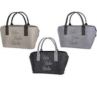 GILDE 1 x Shoppingtasche Lebe, Liebe, Lache Filz Farbmix Höhe 28 cm, Geschenk, Einkaufen, Filztasche
