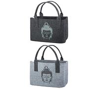 GILDE 1x Shoppingtasche Buddha Filz hellgrau oder dunkelgrau Höhe 26 cm