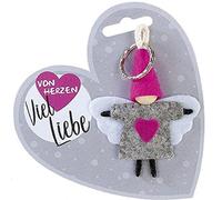 GILDE - 42909 - Schlüsselanhänger Schutzengel, Von Herzen, Viel Liebe, Filz Höhe 8 cm Breite 7 cm