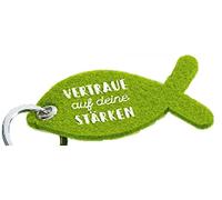 GILDE - 49088 - Schlüsselanhänger, Fisch, Vertraue auf deine Stärken, Filz, 10,5cm, grün