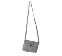 Tasche Schultertasche Clutch Filz hell Grau Gilde Hirsch Geweih Alpen Trend