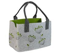 Gilde Filztasche Dillblüte 41 cm – reißfest, polstert Einkäufe sicher ab, viel Stauraum – Hellgrau