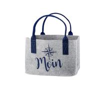 GILDE Filz Tasche Einkaufstasche Filztasche Moin mit Windrose hellgrau, 40x25x26cm